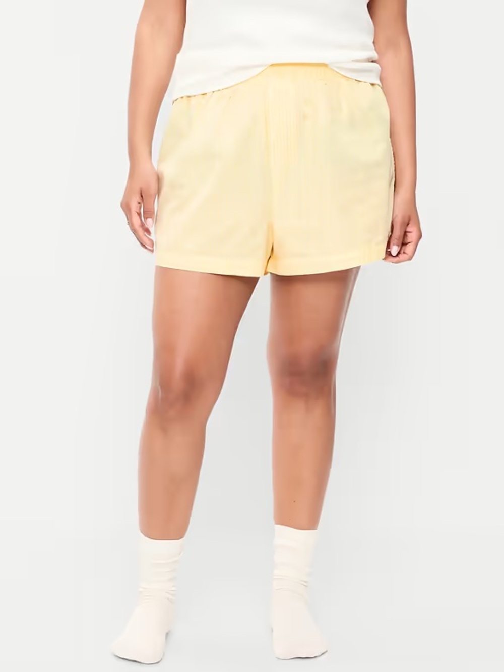 Old Navy Light Yellow Eyelet-Trim Boxer Pajama Shorts